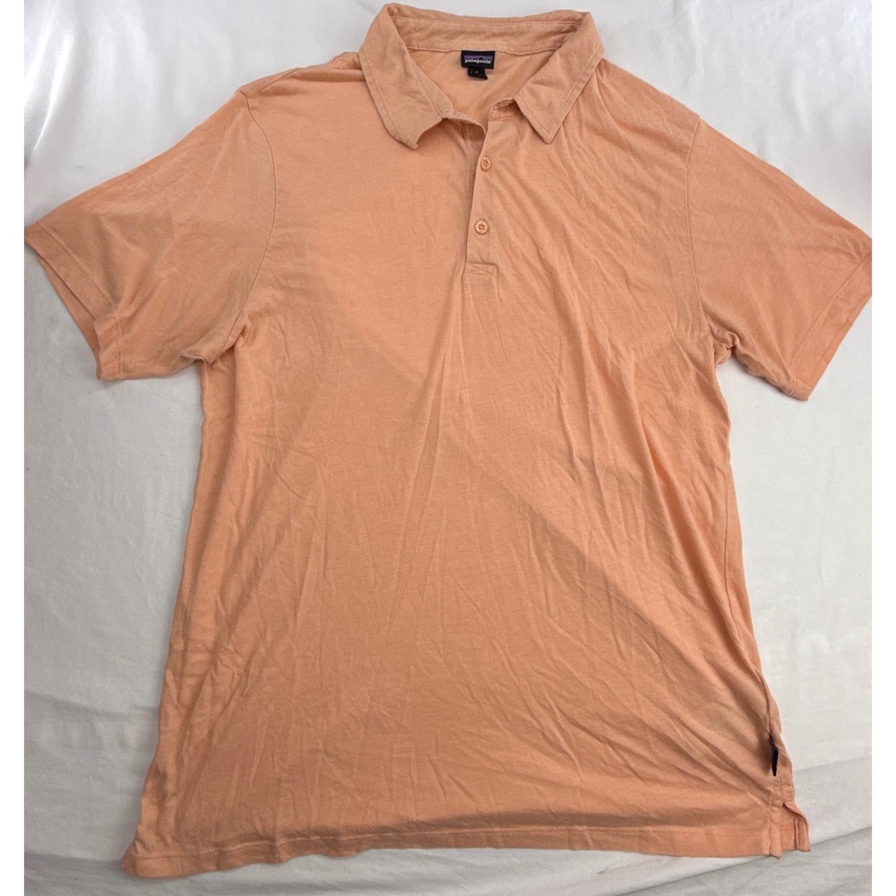 Patagonia Mens Orange Tencel Organic Cotton Blend Polo Shirt Size M